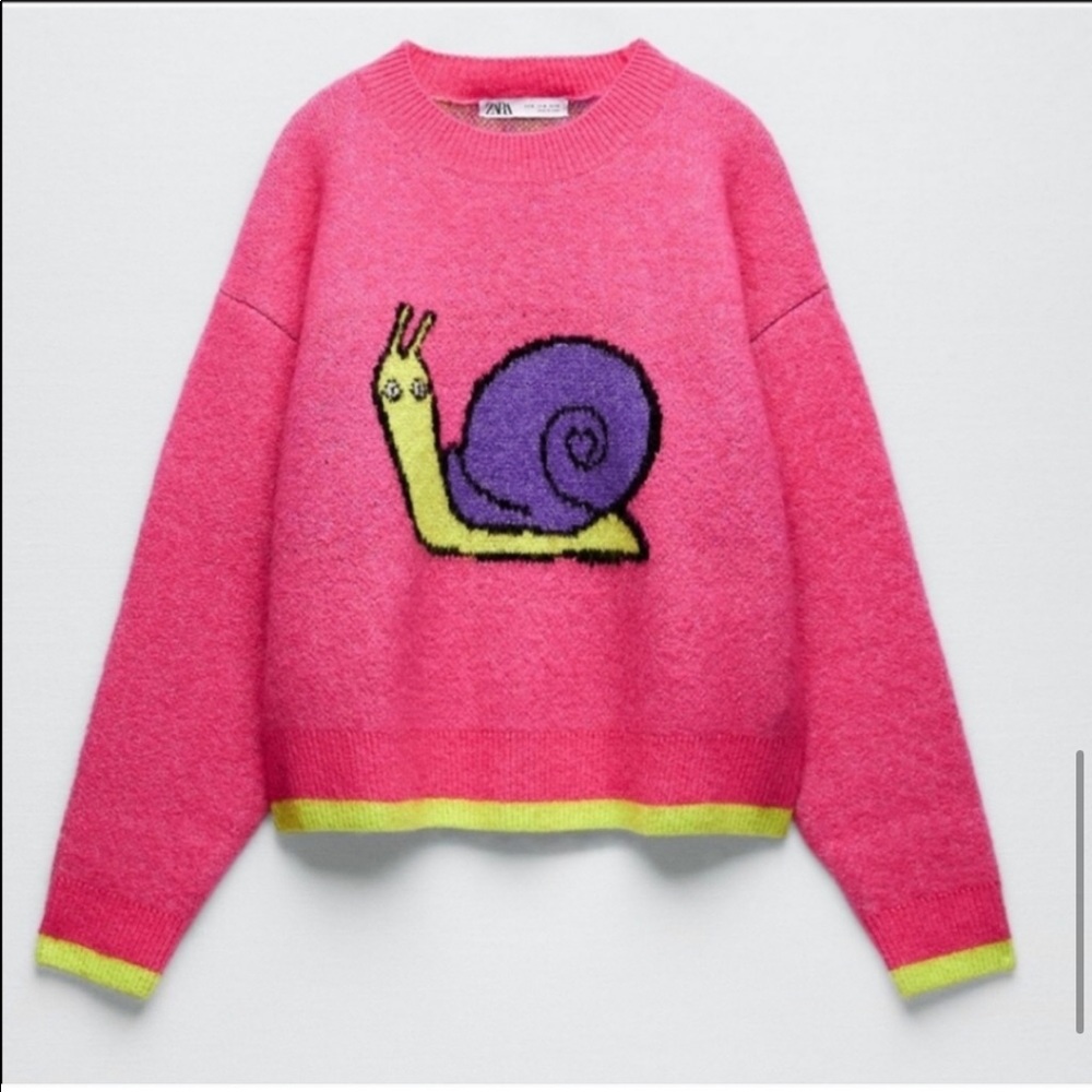 NWT Zara Snail Jacquard Knit Sweater - Picture 4 of 4